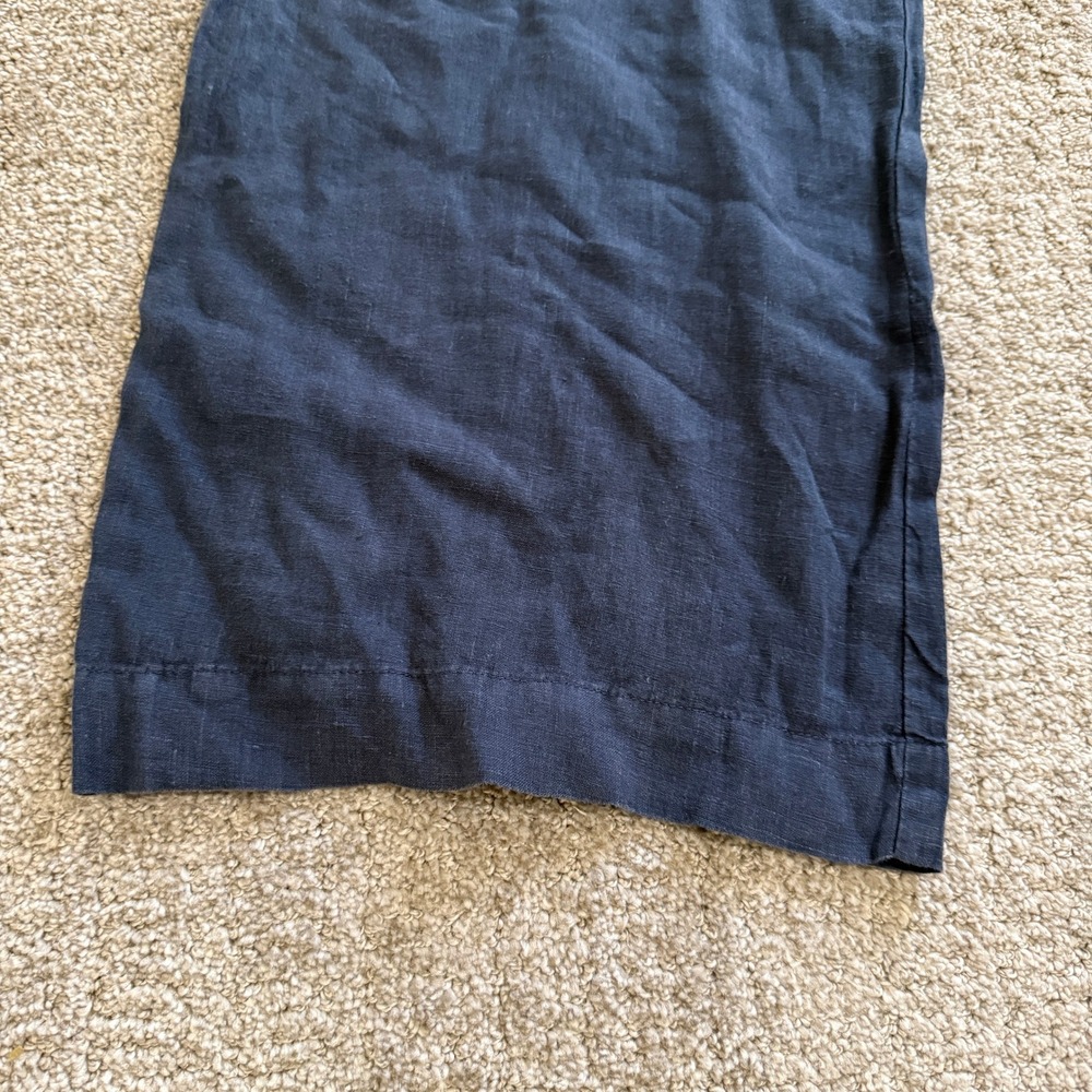 Velvet Graham & Spencer Women's Navy Blue 100% Linen Wide Leg Pants Medium - Picture 3 of 11